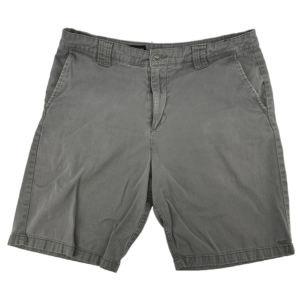 ONeill Mens 34 Standard Fit Chino Shorts Gray Flat Front Twill Casual Surf
